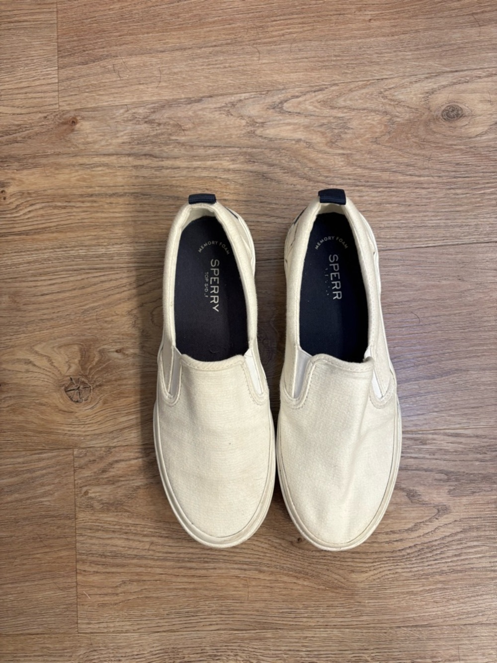 Sperry Men’s Slip-On Canvas Loafers in Beige